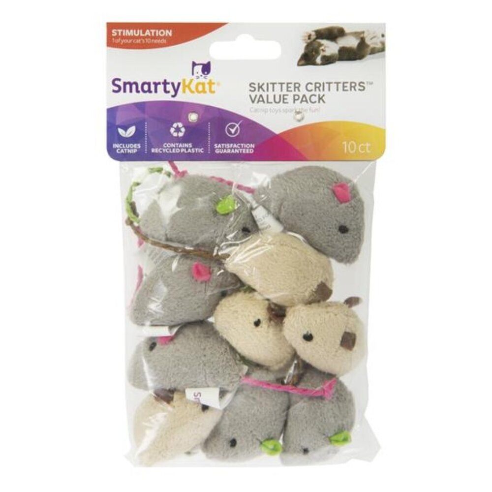 Skitter Critters Value Pack, Soft Plush Catnip Filled Mice Cat Toys,